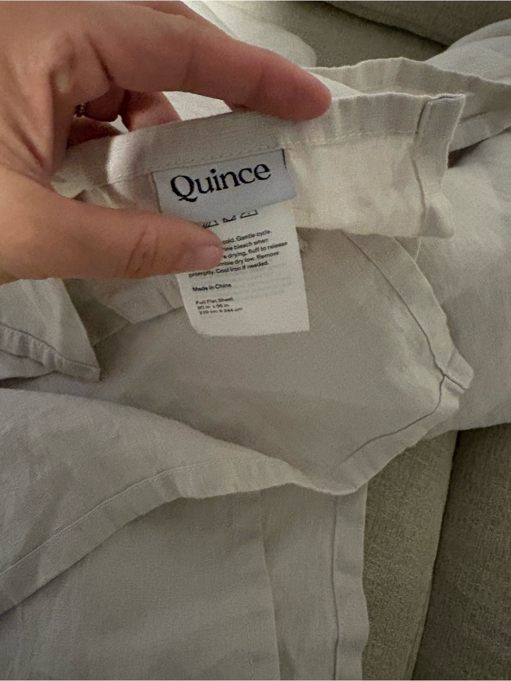 Quince 100% Linen beige Flat Sheet Full